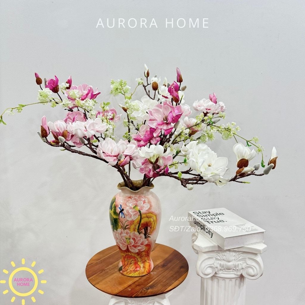 Bình hoa giả hoa mộc lan cao cấp Liễu An Yên