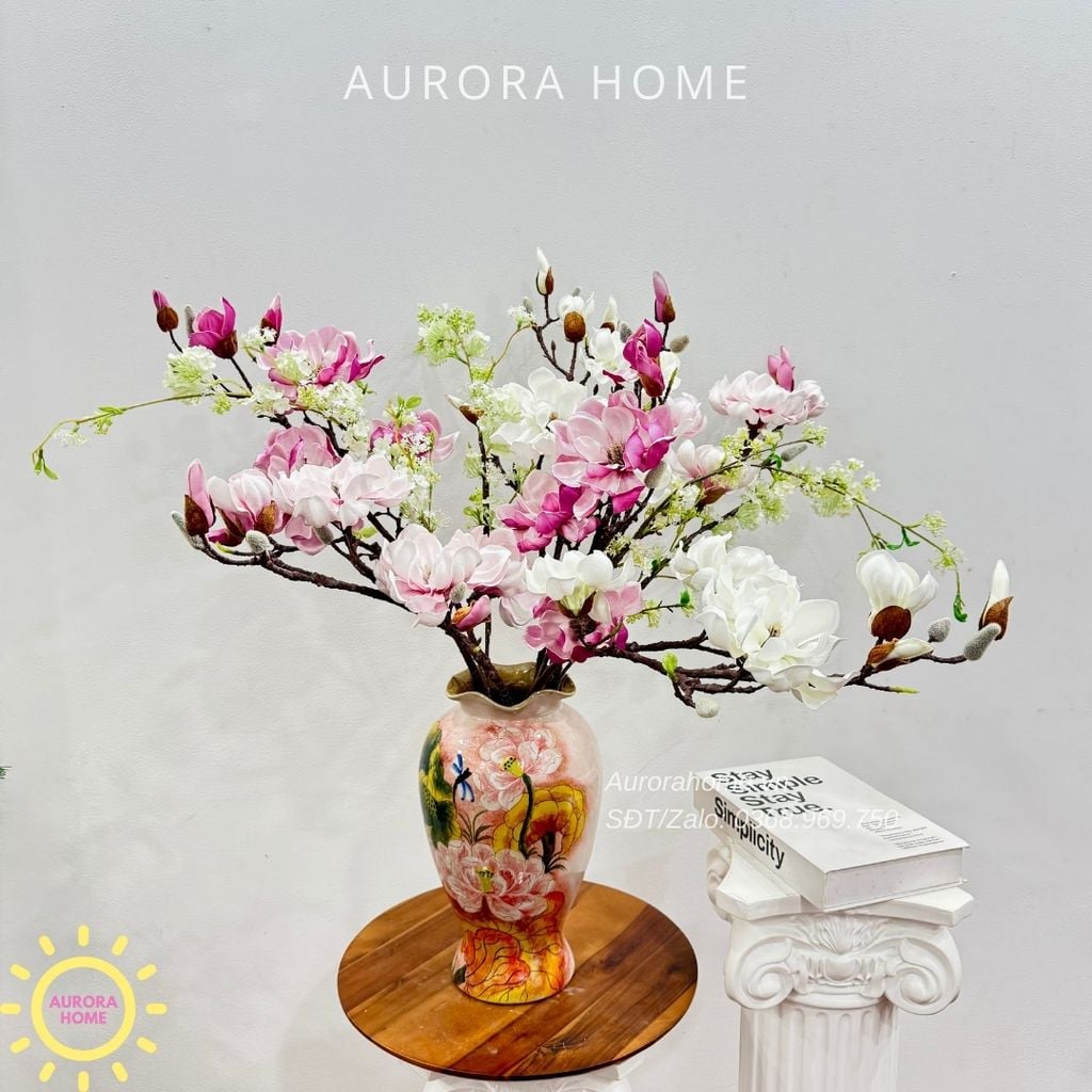 Bình hoa giả hoa mộc lan cao cấp Liễu An Yên