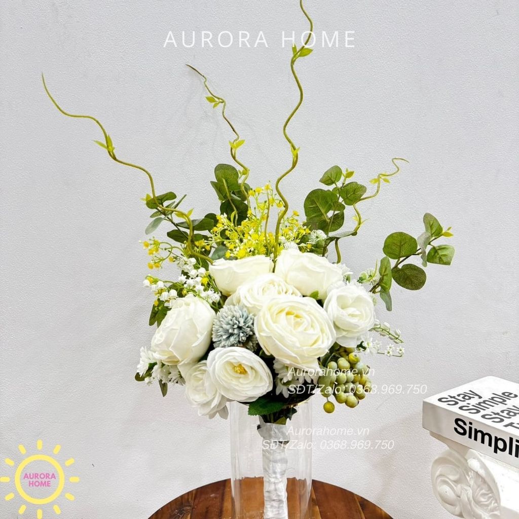 Bình hoa lụa để bàn Mikina xinh xắn