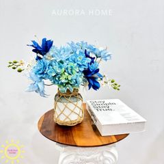 Bình hoa lụa để bàn tông xanh Sarang Sarang