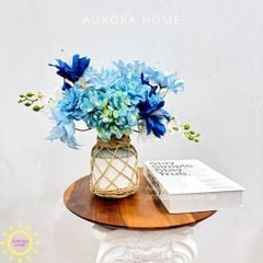 Bình hoa lụa để bàn tông xanh Sarang Sarang