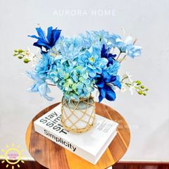 Bình hoa lụa để bàn tông xanh Sarang Sarang