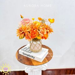 Bình hoa lụa để bàn tông cam Kina Kina