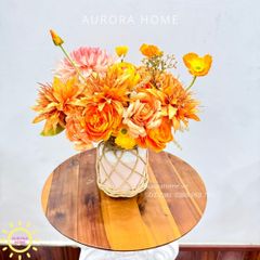 Bình hoa lụa để bàn tông cam Kina Kina