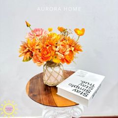 Bình hoa lụa để bàn tông cam Kina Kina