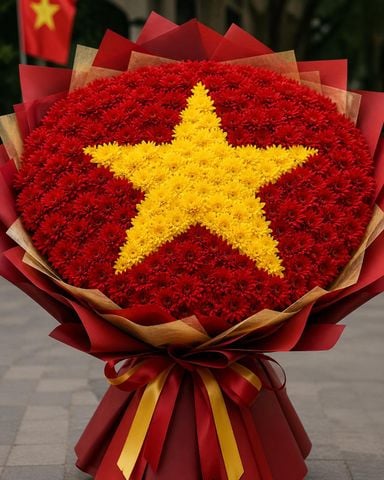 Bó hoa tươi hình cờ Tổ Quốc xinh xắn