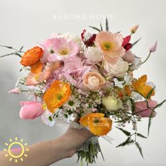 Bó hoa lụa cưới - hoa giả Colorful Pop cao cấp