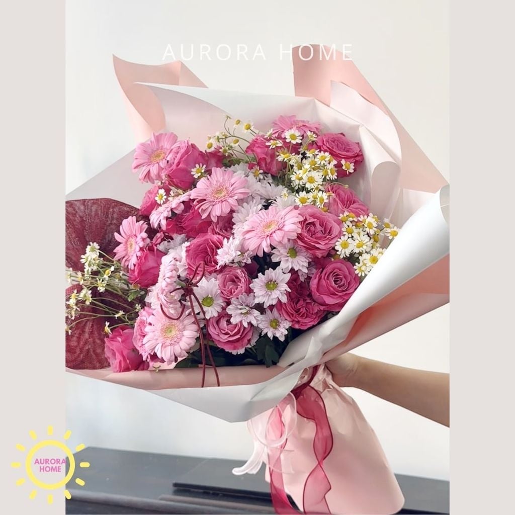 Bó hoa tươi tông hồng Sweet Candy