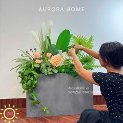 Bồn cây hoa xanh tươi xinh xắn trang trí (Mẫu 34)