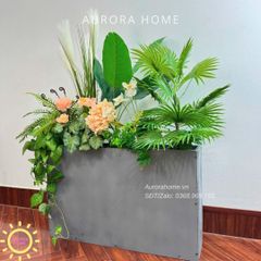 Bồn cây hoa xanh tươi xinh xắn trang trí (Mẫu 34)