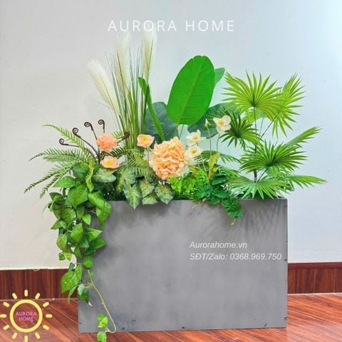 Bồn cây hoa xanh tươi xinh xắn trang trí (Mẫu 34)