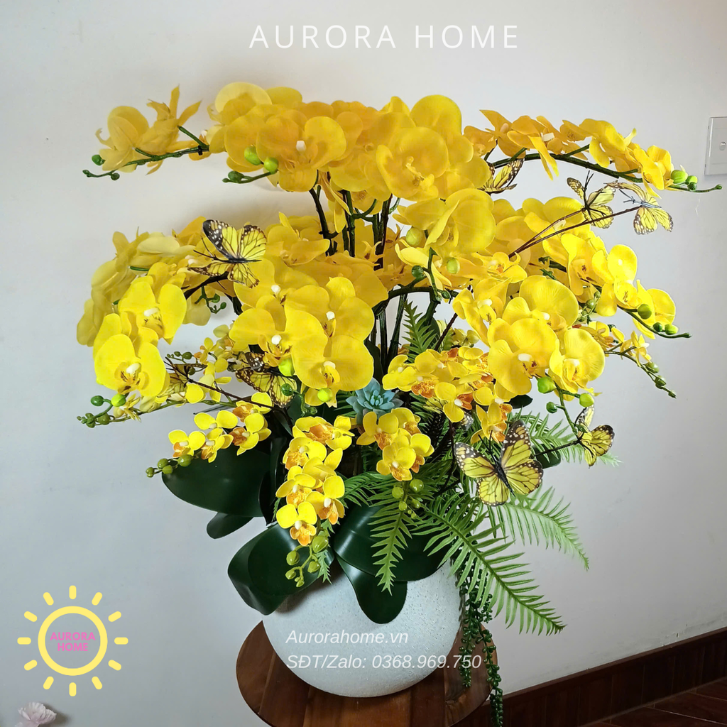 Chậu hoa lan hồ điệp giả cao cấp Hoàng Long