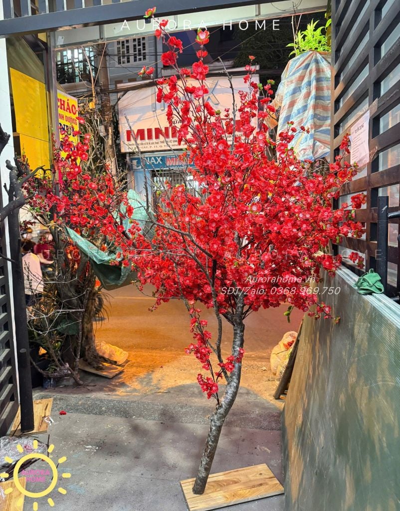 Cây hoa đào đỏ cao cấp (Thiết kế theo yêu cầu)