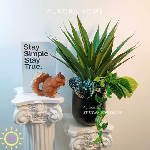 Chậu cây giả lá Xanh Tươi mix mẫu 01