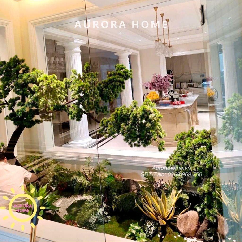 Tiểu cảnh cây tùng bonsai giả (Mẫu 25)
