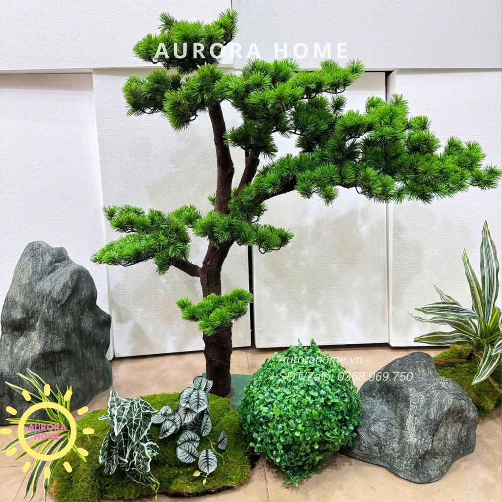 Tiểu cảnh cây tùng bonsai giả (Mẫu 26)