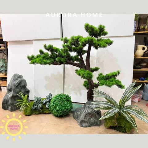 Tiểu cảnh cây tùng bonsai giả (Mẫu 26)