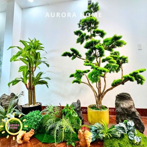 Tiểu cảnh cây tùng bonsai giả (Mẫu 29)