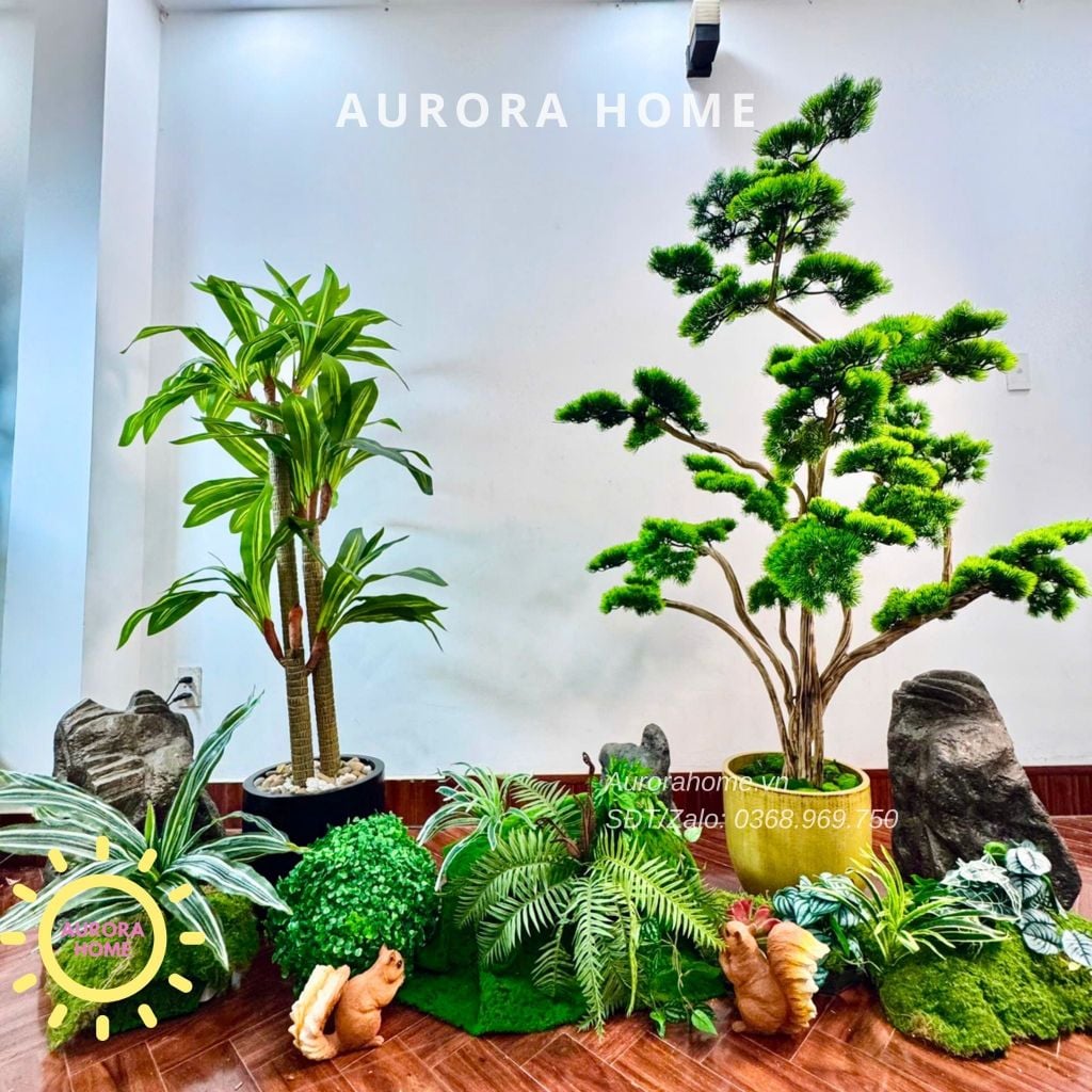 Tiểu cảnh cây tùng bonsai giả (Mẫu 29)