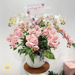 Chậu hoa lan giả Hana Lily tông hồng trắng cao cấp