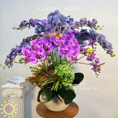 Chậu hoa lan hồ điệp giả cao cấp Xiua Xima (4 mặt)