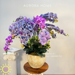 Chậu hoa lan hồ điệp giả cao cấp Xiua Xima (4 mặt)