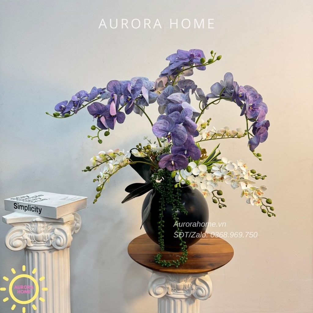 Bình hoa lan hồ điệp lụa cao cấp Komorebi