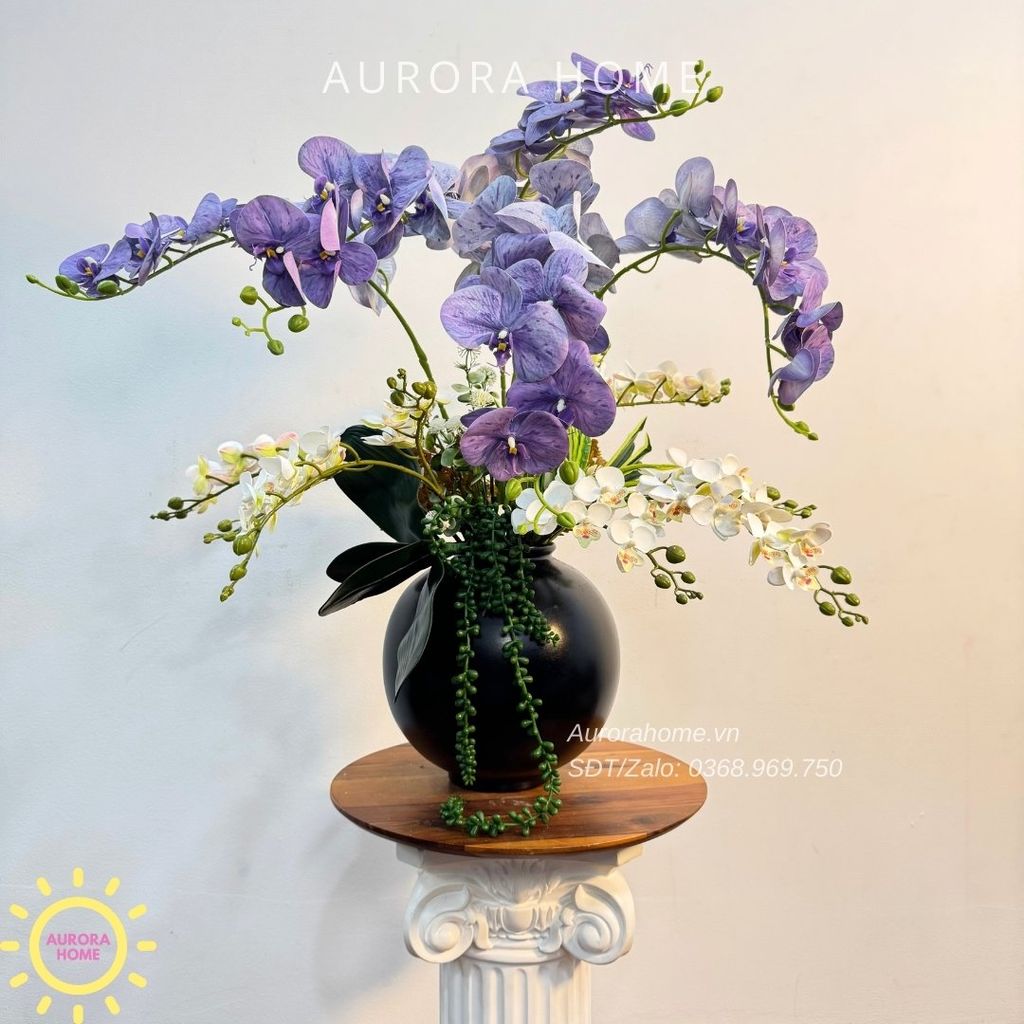 Bình hoa lan hồ điệp lụa cao cấp Komorebi