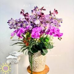 Chậu hoa lan hồ điệp giả cao cấp Tình Ca