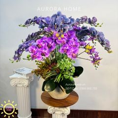 Chậu hoa lan hồ điệp giả cao cấp Xiua Xima (4 mặt)