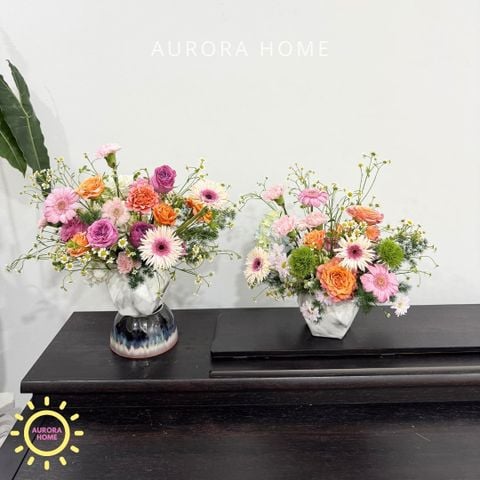 Chậu hoa tươi Wonderful Color Pop sắc hồng cam tươi tắn