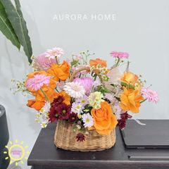 Giỏ hoa tươi Color Pop sắc hồng cam tươi tắn