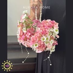 Bó hoa lụa cưới - hoa giả Sắc Hồng 01