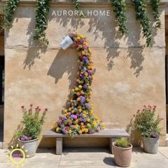 Tiểu cảnh suối hoa thác đổ trang trí xinh đẹp