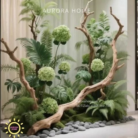 Tiểu cảnh rừng hoa thiên nhiên trang trí windows display