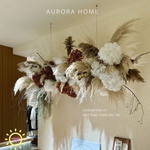 Dãy hoa cỏ lau treo trang trí