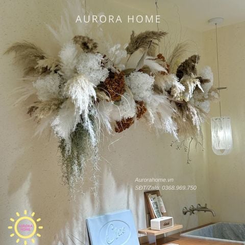 Dãy hoa cỏ lau treo trang trí