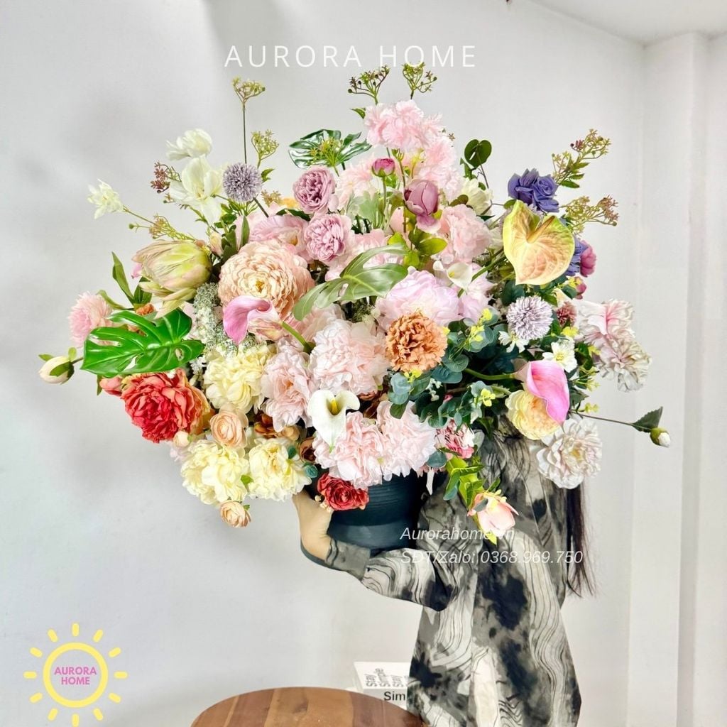 Bình hoa đại sảnh lớn trang trí Cảnh Sắc Mùa Xuân