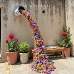 Tiểu cảnh suối hoa thác đổ trang trí xinh đẹp