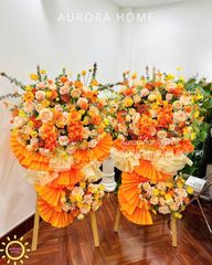Kệ hoa giả cao cấp Bohomedia tông cam vàng rực rỡ