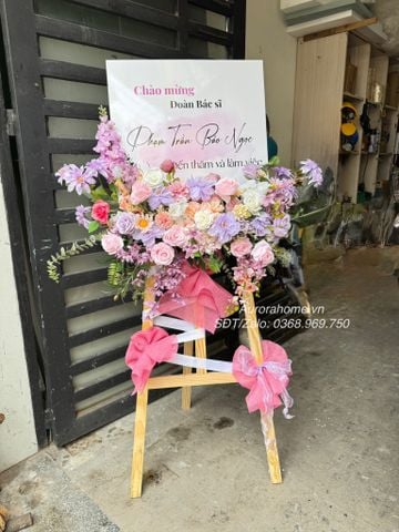 Kệ hoa giả cao cấp Mary in Pastel tông hồng tím xinh xắn