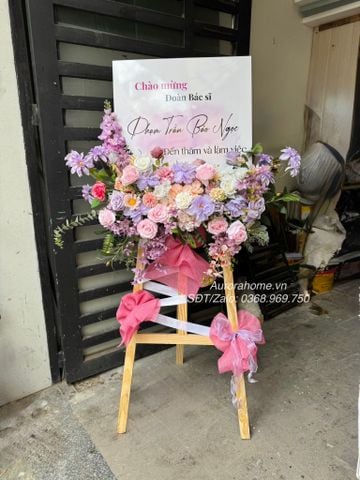 Kệ hoa giả cao cấp Mary in Pastel tông hồng tím xinh xắn