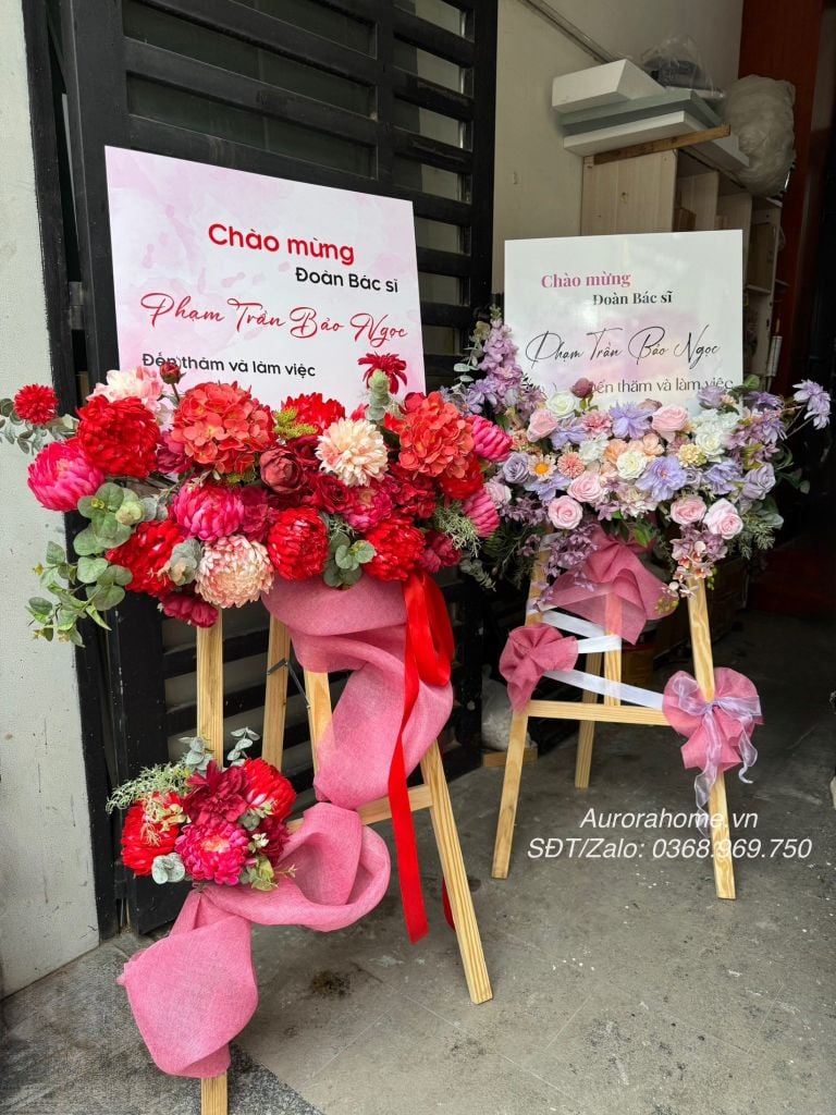 Kệ hoa giả cao cấp Mary in Pastel tông hồng tím xinh xắn