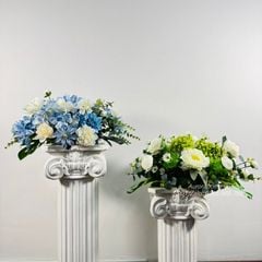 Lẳng hoa giả để bàn tông xanh lá xinh xắn