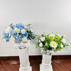 Lẳng hoa giả để bàn tông xanh lá xinh xắn