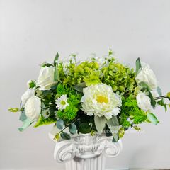 Lẳng hoa giả để bàn tông xanh lá xinh xắn