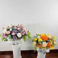Lẳng hoa giả để bàn tông cam xinh xắn