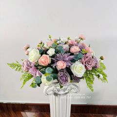 Lẳng hoa giả để bàn tông tím xinh xắn