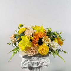 Lẳng hoa giả để bàn tông cam xinh xắn