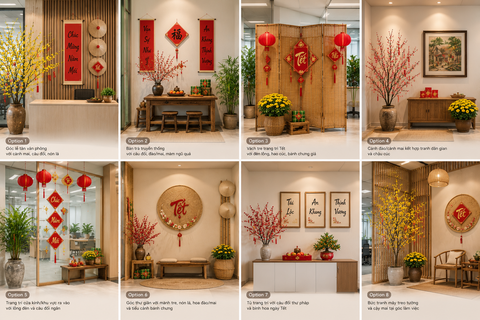 Tiểu cảnh trang trí Tết Nguyên Đán (Mẫu 21)